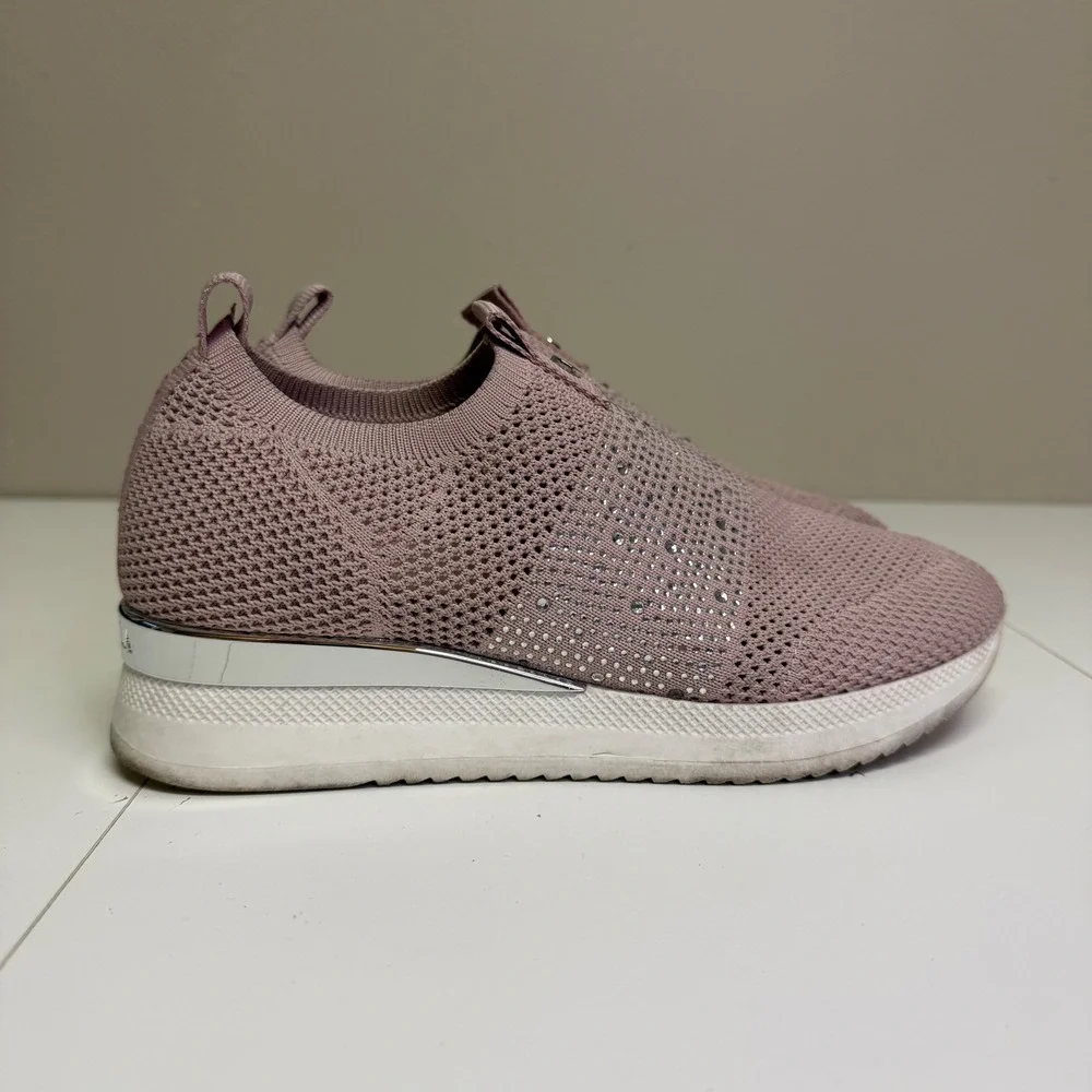 Carvela Jeo Embellish Knit Slip On Sneaker Pink Rhinestone Platform W Sz 39 8.5‎